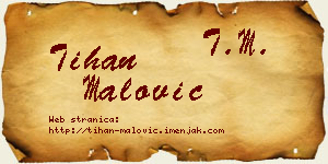Tihan Malović vizit kartica